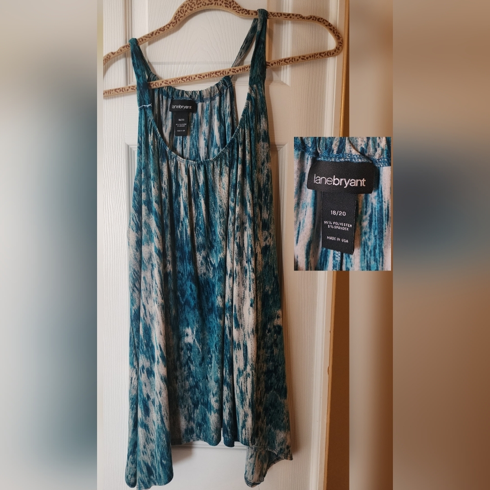 Lane Bryant Teal Shark Bite Sleeveless Blouse